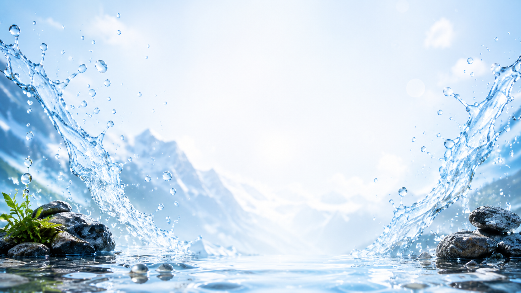 Wasserspritzer und Bergkulisse